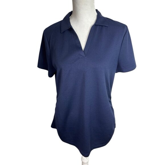 PGA Tour Air Flux Golf Women's L SS Polo V-Neck Navy EUC - Picture 2 of 9